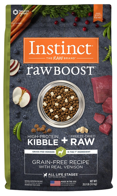 Nature's Variety Instinct Raw Boost Grain Free Recipe with Real Venison Natural Dry Dog Food